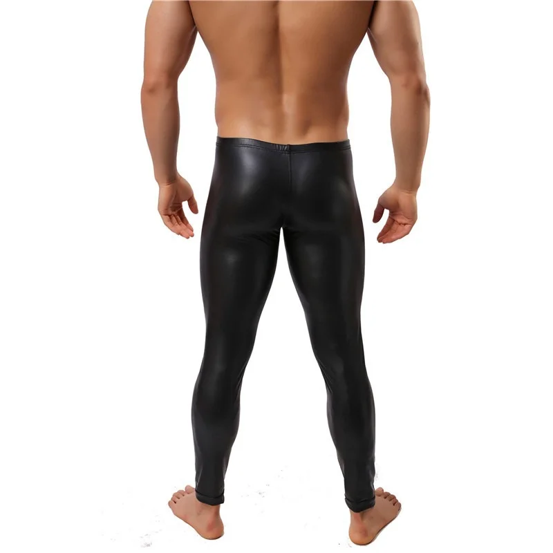Пикантные Мужские штаны из искусственной кожи длинные леггинсы брюки зимние