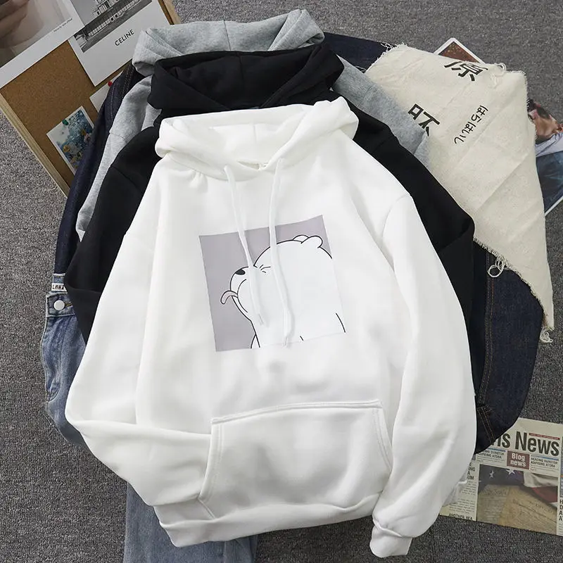 oversized Print Kangaroo Pocket Sweatshirts Hoodies Hooded Harajuku Spring Casual Vintage Korean Pullovers Women Sweetshirts