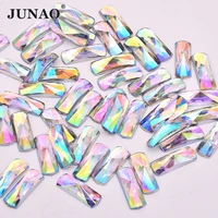 junao 6x16mm rectangle crystal ab rhinestones flatback strass applique glue on acrylic gems diamond strass clothes decoration