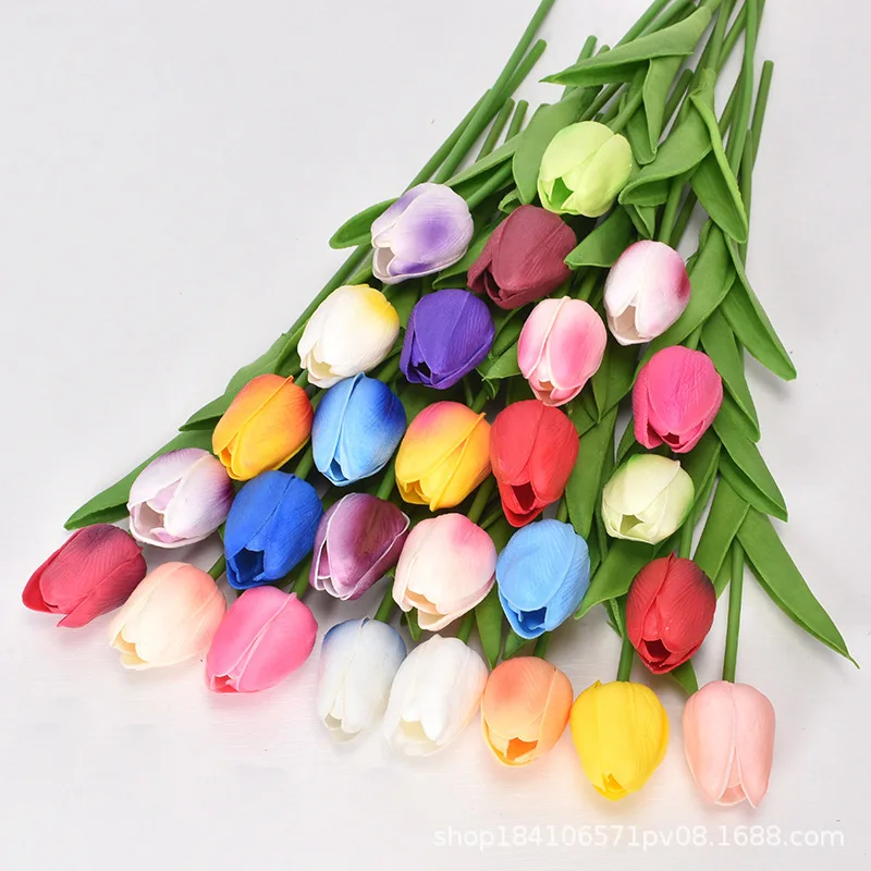 

Artificial Flower Single Branch34cm 6Petals 2Leaf Tulip Flower Photography Photo Props Flower Home Decorate Valentine's Day Gift