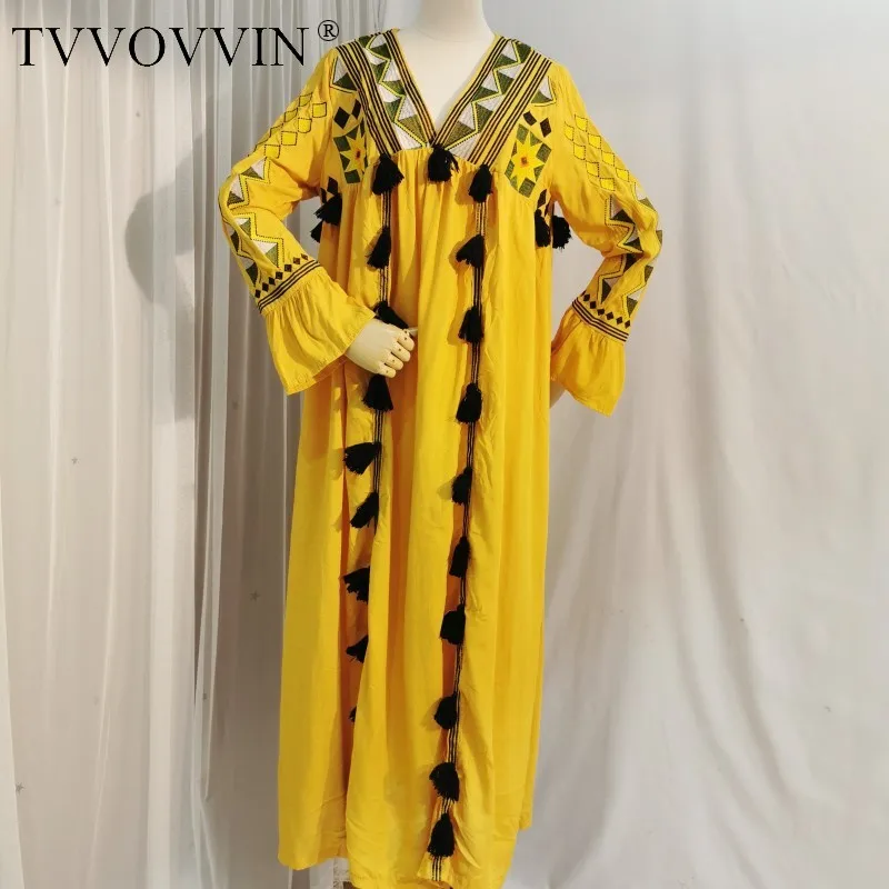 

TVVOVVIN марокканские индийские страны съемка в поездках свободная Вышивка Лоскутное Платье в национальном стиле для женщин OC5B