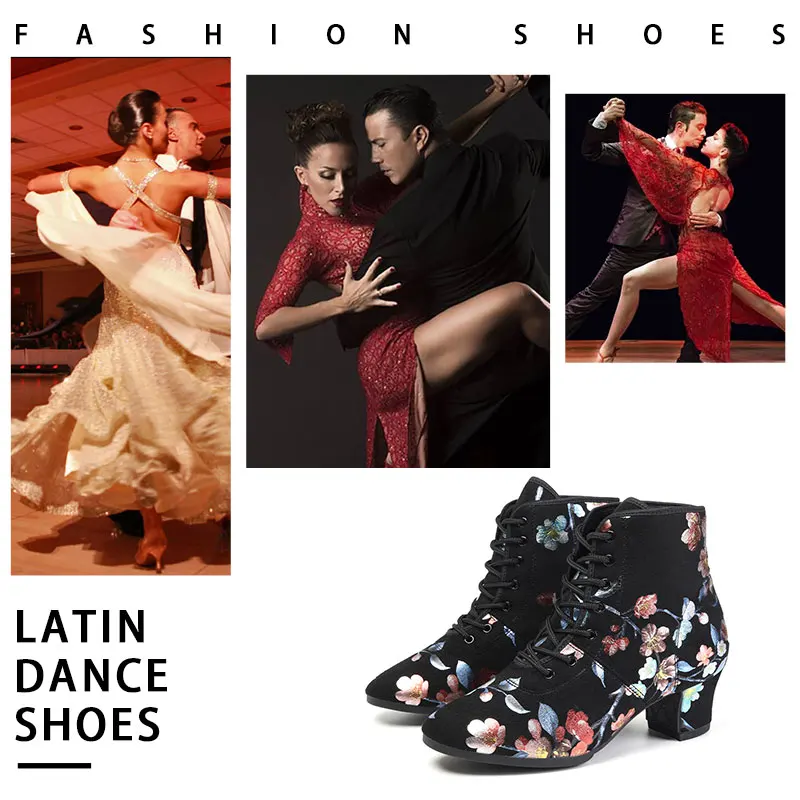 SWDZM Women Modern Latin Dance Shoes Ladies Tango Ballroom Shoes Dance Sneaker Oxford Cloth Suede Sole Practice Shoes 3.5/5cm