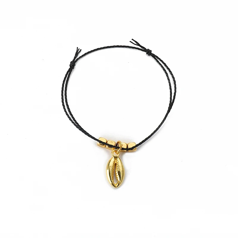 Gold Shell Pendant Charm Bracelet For Women Men Adjustable Multicolor Rope Braided Handamde Jewelry | Украшения и аксессуары