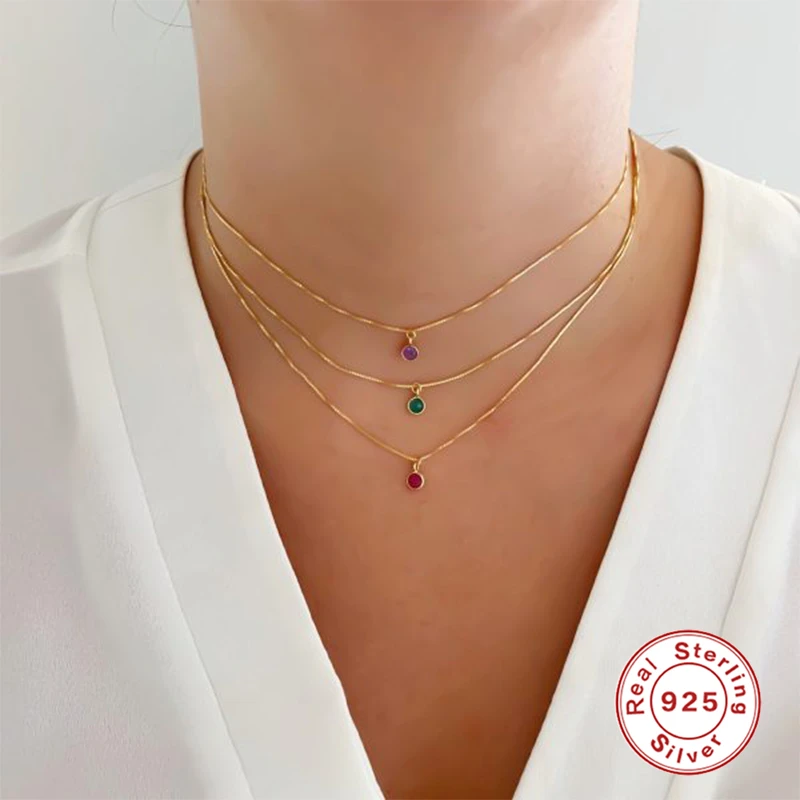 

BOAKO Silver 925 Jewelry Necklace For Women 2020 Colored Diamonds Necklace Charms Chains Fine Jewelry Choker Bijoux Femme #1.7