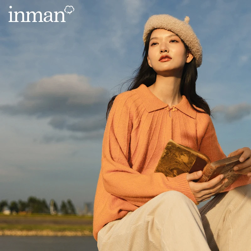 

Женский Теплый вязаный свитер INMAN, винтажный шерстяной пуловер в Корейском стиле, приталенный свободный трикотажный пуловер в стиле ретро, ...