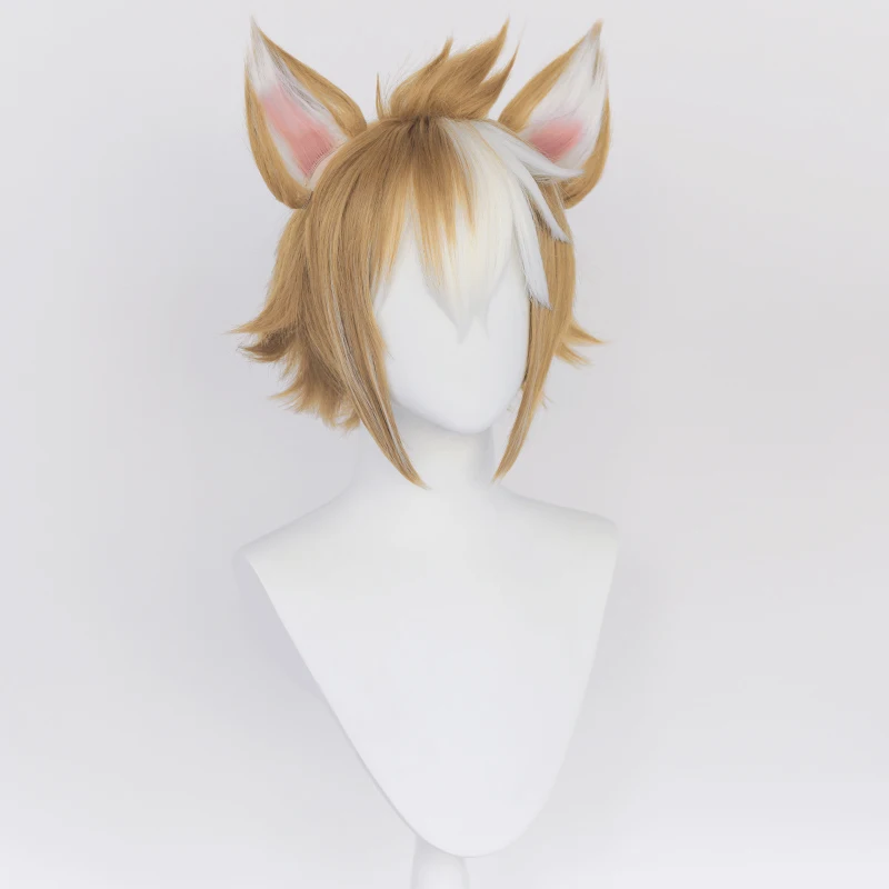 Genshin Impact Gorou Косплей парики Плюшевые Уши смешанные цвета термостойкий парик аниме