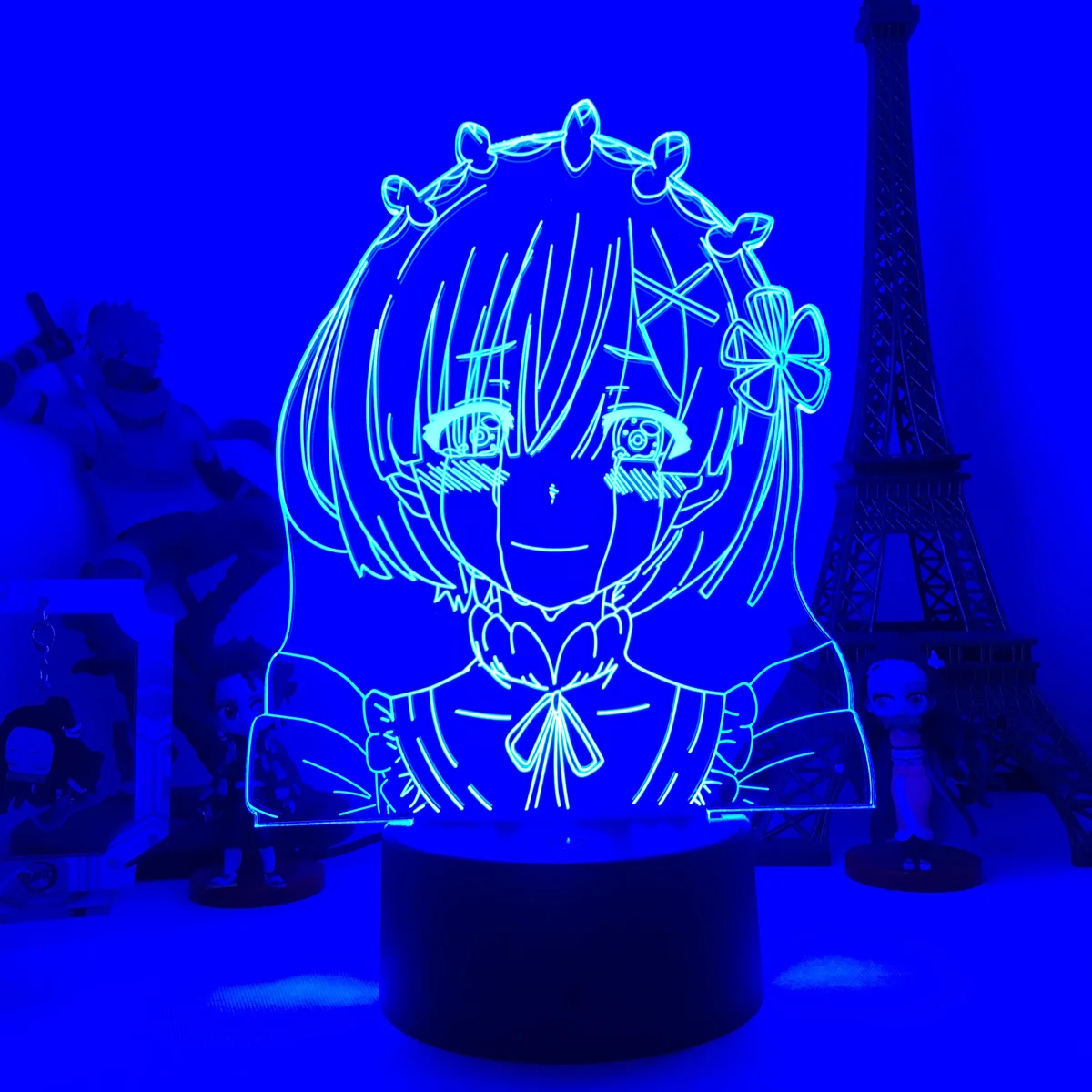 

Anime Re:Life In a Different World From Zero Figure Model LED Night Light Crying Rem Action Figures 3D Lamp Anime Lovers Gifts