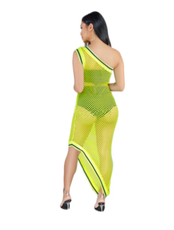 Женское прозрачное Сетчатое бикини накидка Пляжная с одним плечом открытое Irregualr