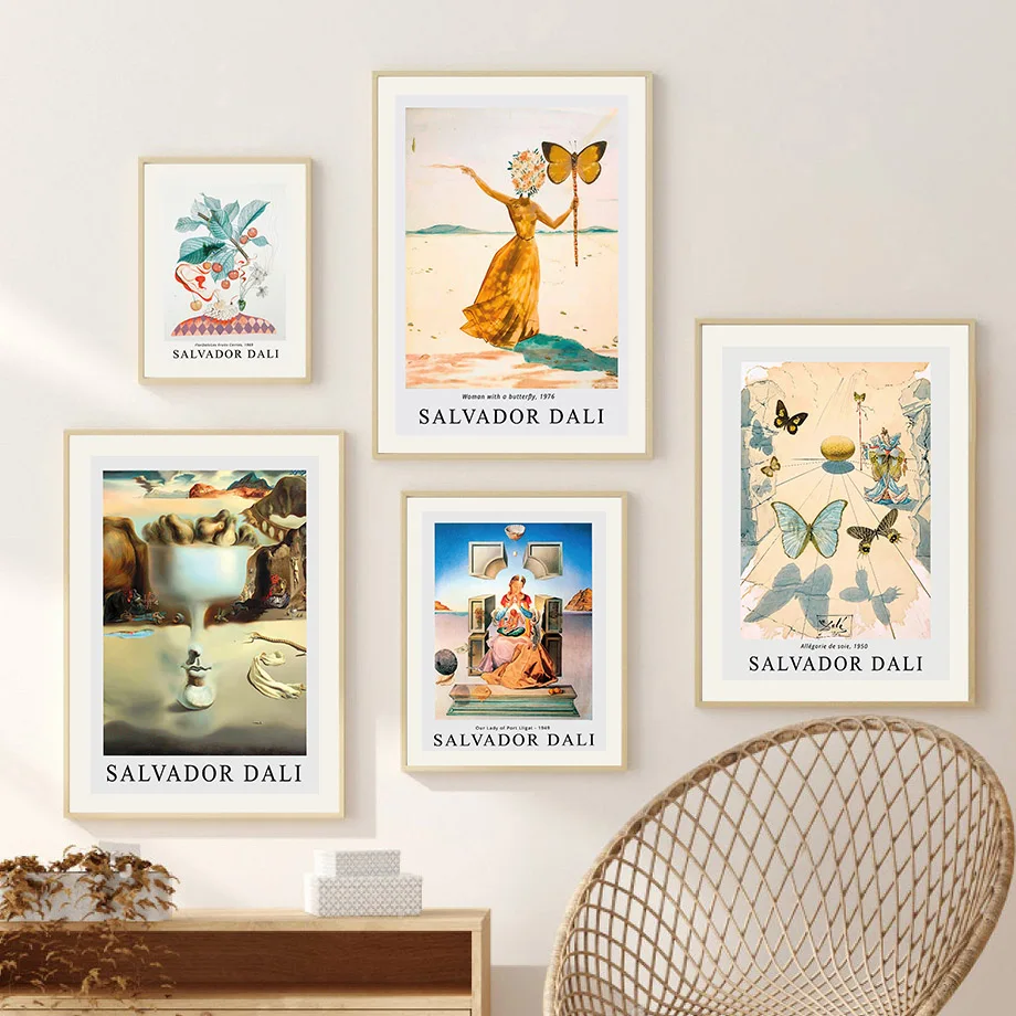 

Butterfly Woman Abstract Vintage Salvador Dali Wall Art Canvas Painting Posters And Prints Wall Pictures For Living Room Decor
