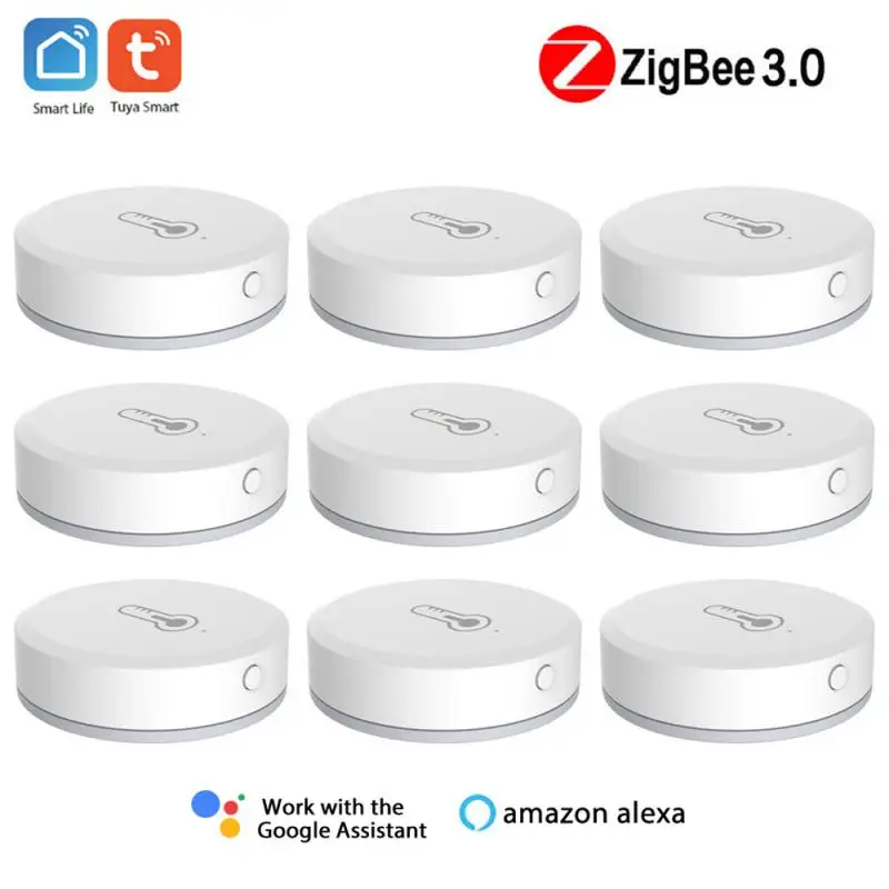 

Умный датчик температуры и влажности ZigBee Smart Life с управлением Tuya, работающий от батарейки, для умного дома, работает с google Home
