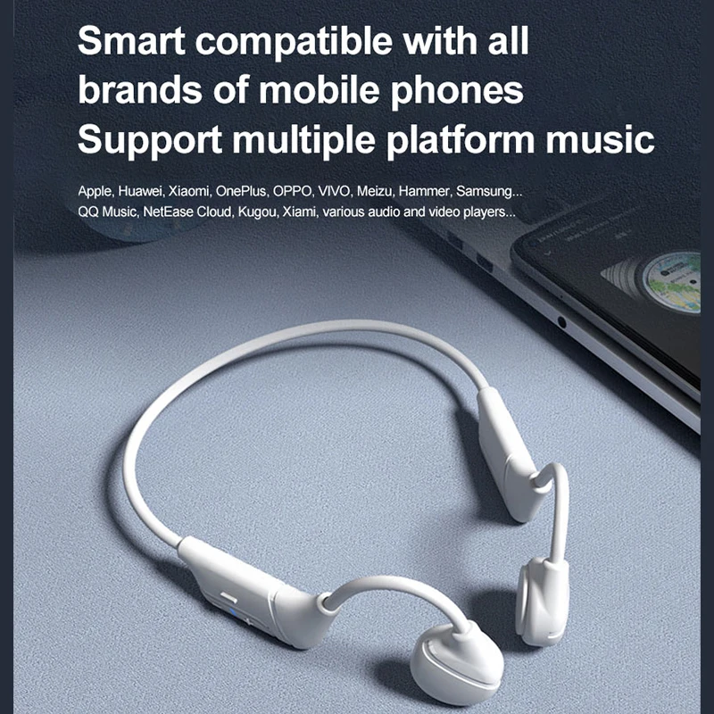 

Bluetooth-compatible Earphones Sports Wireless Headset Ear-hook Air Bone Conduction Principle Headphones Music Support