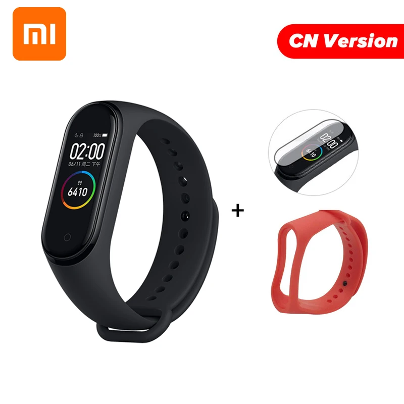 CN Red N Film Xiaomi mi Band 4 глобальная версия цветной экран Смарт-Браслет фитнес-трекер mi Band 4 браслет Bluetooth водонепроницаемый для IOS/Android - Цвет: CN Red N Film