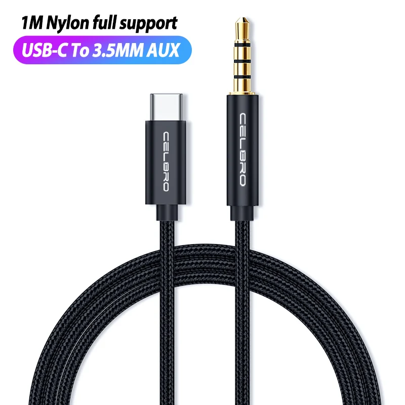 Обновление Usb type C до 3,5 мм Aux аудио кабель адаптер Jack 3,5 Usbc штекер разъем type c наушники кабель для samsung Xiaomi - Цвет: 1m black