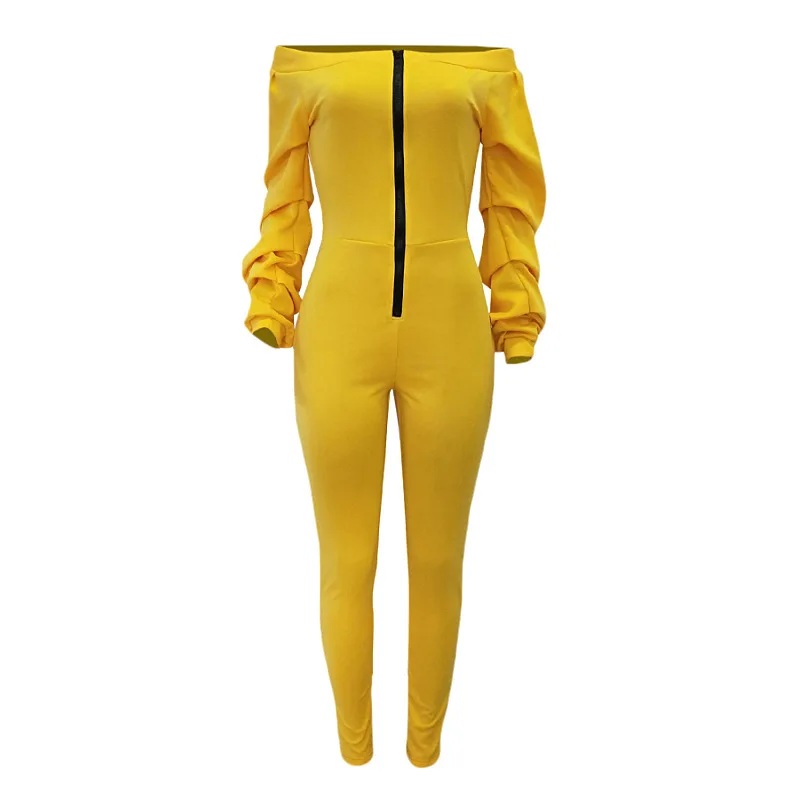 

One Line Collar Stack Sleeve Slim and Thickened Jumpsuit Jumpsuit Women Undefined Jumpsuits for Women 2020 Bodysuit