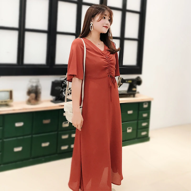 

Летнее платье 2021 размера плюс свободная женская обувь на завязках с перекрестной шнуровкой плиссированные однотонные модные вечерние плат...