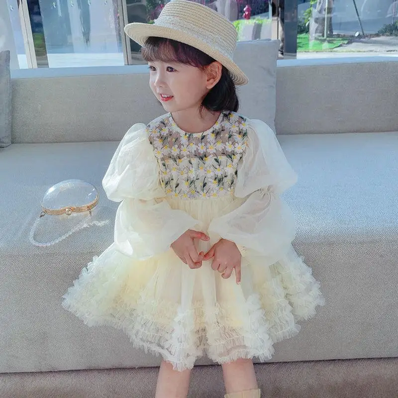 Платье для девочек на возраст 3 4 7 лет с цветочным принтом Сетчатое | Детская