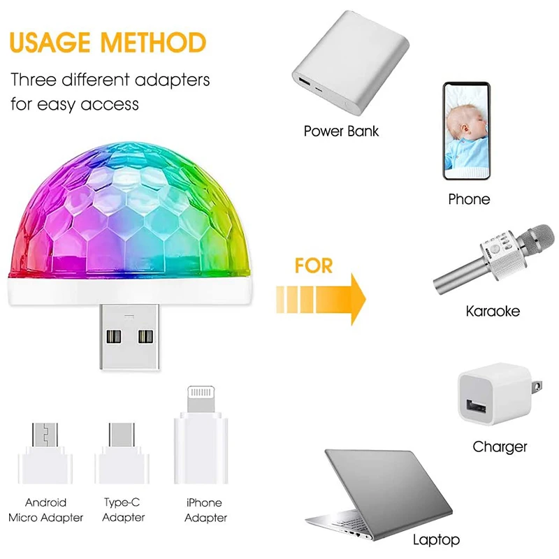 Миниатюрный сценический RGB проекционный шар с USB лампа для дискотеки