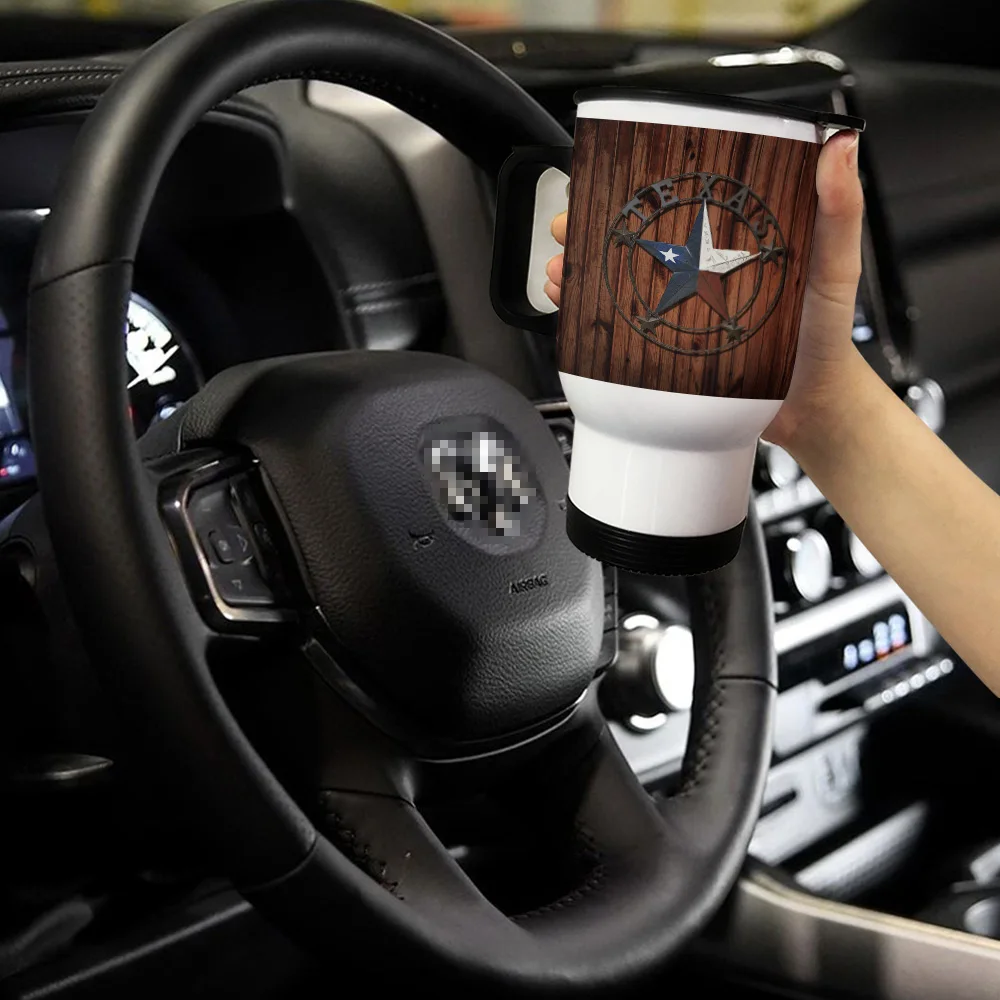 Western Texas Star Wood Travel Coffee Mug Spill Proof Mugs For Men Stainless Steel Leak Resistant With Lid Doctor Tra | Дом и сад