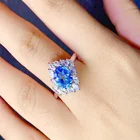 Кольцо женское с квадратным овальным кристаллом, элегантное модное вечернее Ювелирное Украшение с белым цирконием синего цвета, 7*9 мм8*10 мм6*6 мм