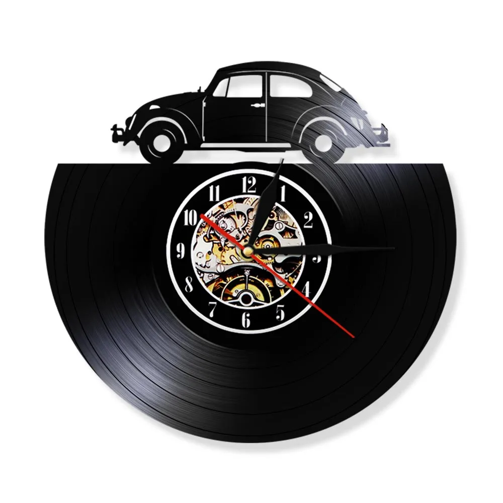 Винтажные настенные часы из переработанного материала в стиле ретро с виниловой