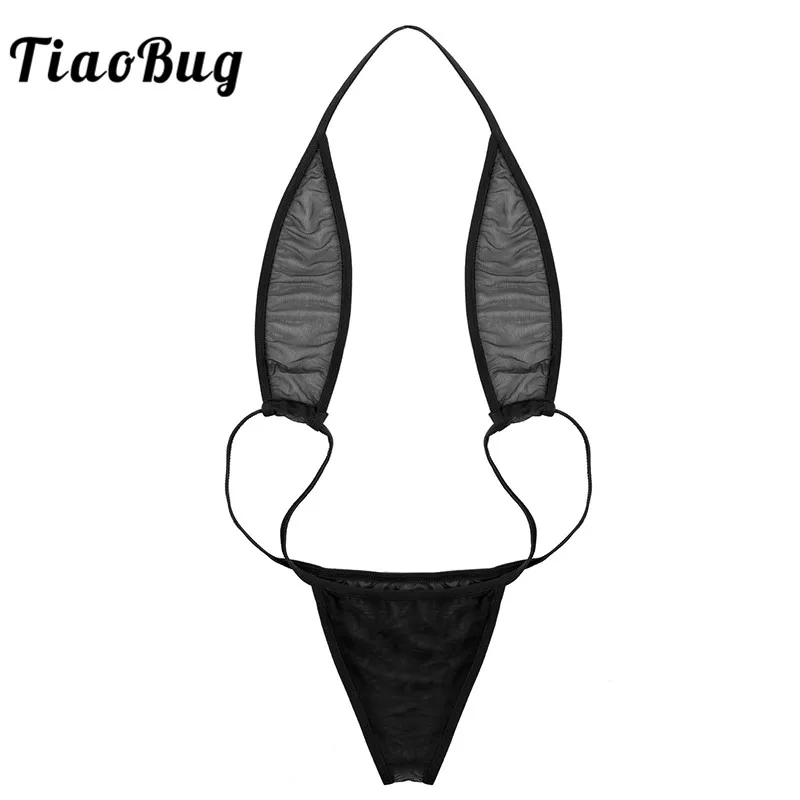 TiaoBug женский сексуальный цельный прозрачный мини стринги купальник трикини