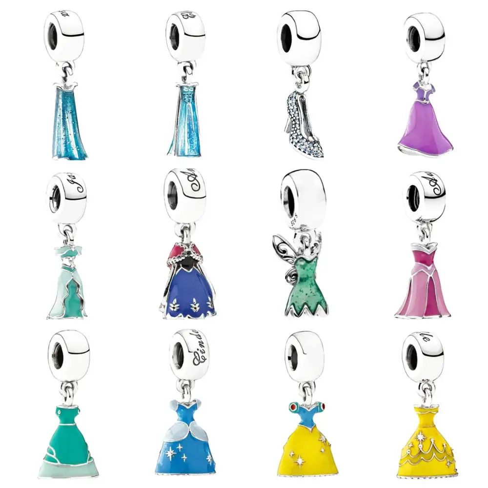 

1: 1 Original 925 Sterling Silver PAN Charm Dangle Fairy Tale Princess Skirt Charm Suitable for DIY Bracelet Woman Jewelry Gift