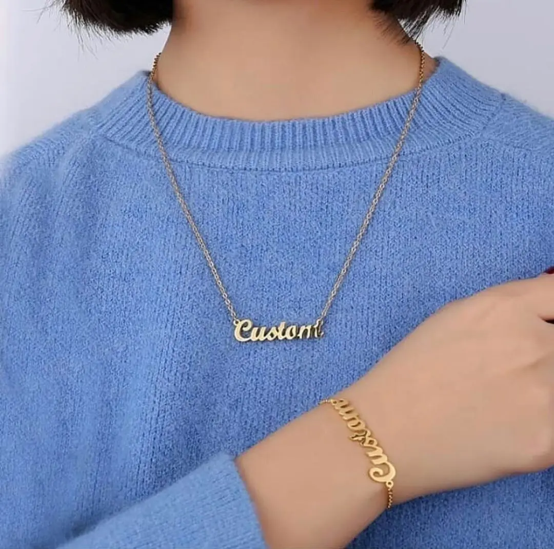 

Индивидуальное ожерелье из нержавеющей стали с именем на заказ, золотой чокер, китайское, арабское ожерелье, подвеска с именной табличкой, п...