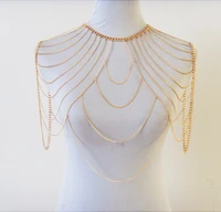 tassel style double shoulders chain jewelry women body chains jewellery three colors gold silver choose
