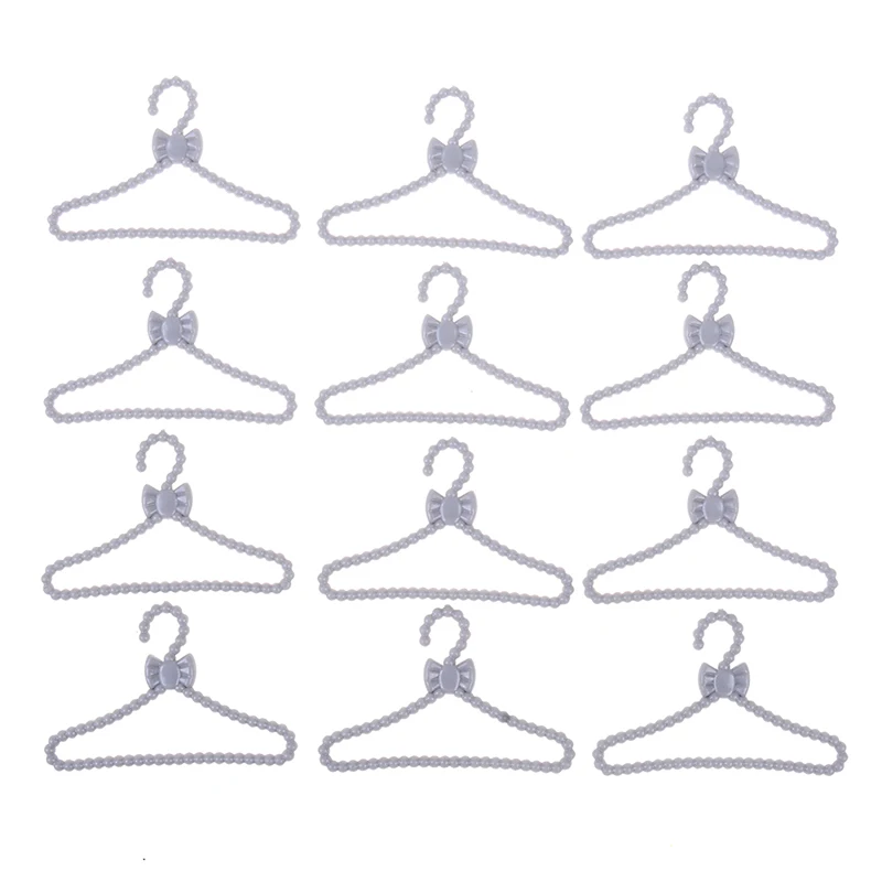 

20pcs mini gray hangers bowknot design dollhouse dress clothes accessories