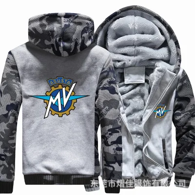 

Winter Hoodies Men MV Agusta logo Jacket Thicken Warm Fleece cotton Zipper Raglan Coat Male Tracksuits