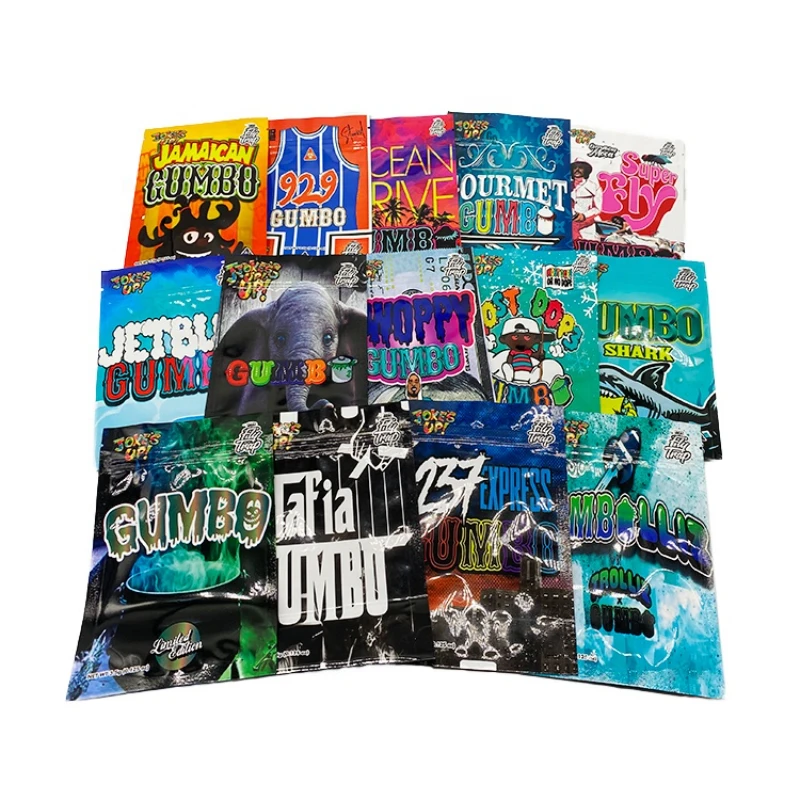 

Factory dorect Jokes UP 3.5 g black back transparent bottom stand up pouch flower plastic mylar packaging bags(Only Bag No Food)