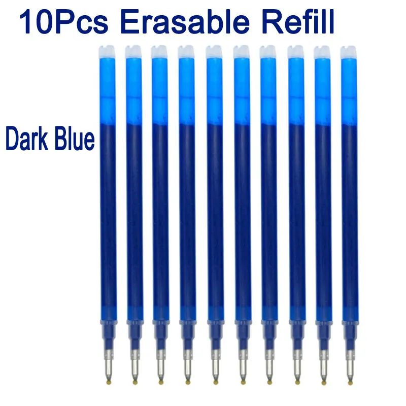10pcs dark blue ink Delvitch 10 шт./набор, 0,5 мм стержень со стираемыми чернилами, Волшебная стираемая ручка, сменные стержни, Офисная гелевая ручка, заправка, синие канцелярские принадлежности, инструменты для письма - Цвет: 10pcs dark blue ink