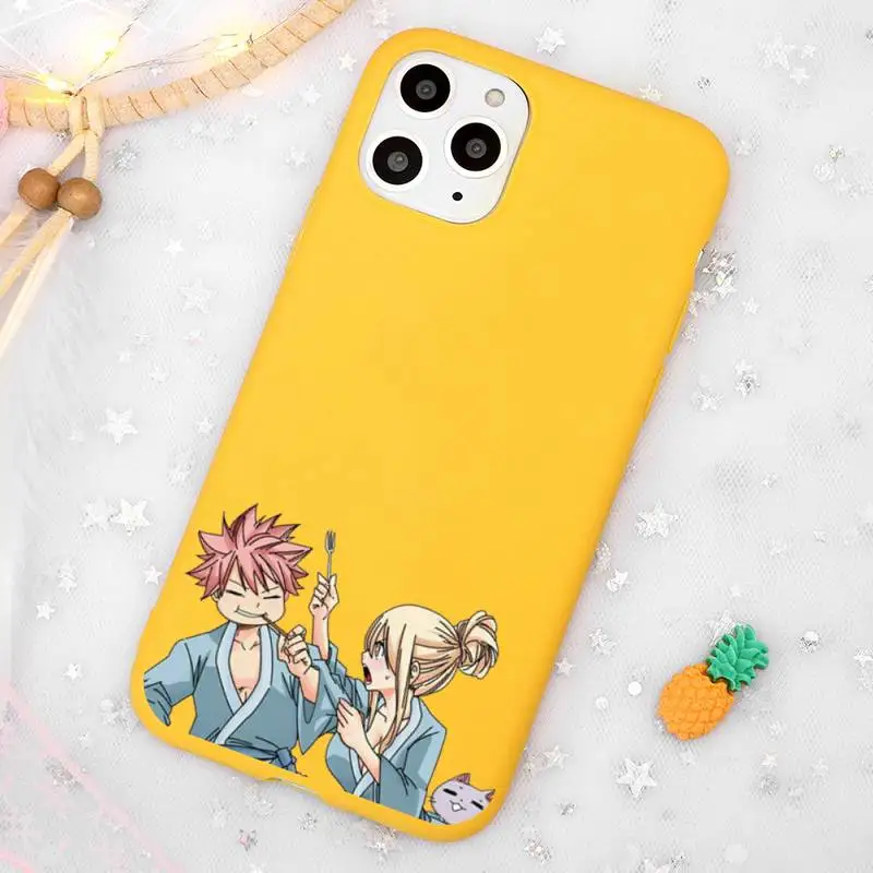 

Anime Fairy Tail cool sexy Phone Case Candy Color Yellow for iPhone 11 12 pro XS MAX 8 7 6 6S Plus X 5S SE 2020 XR