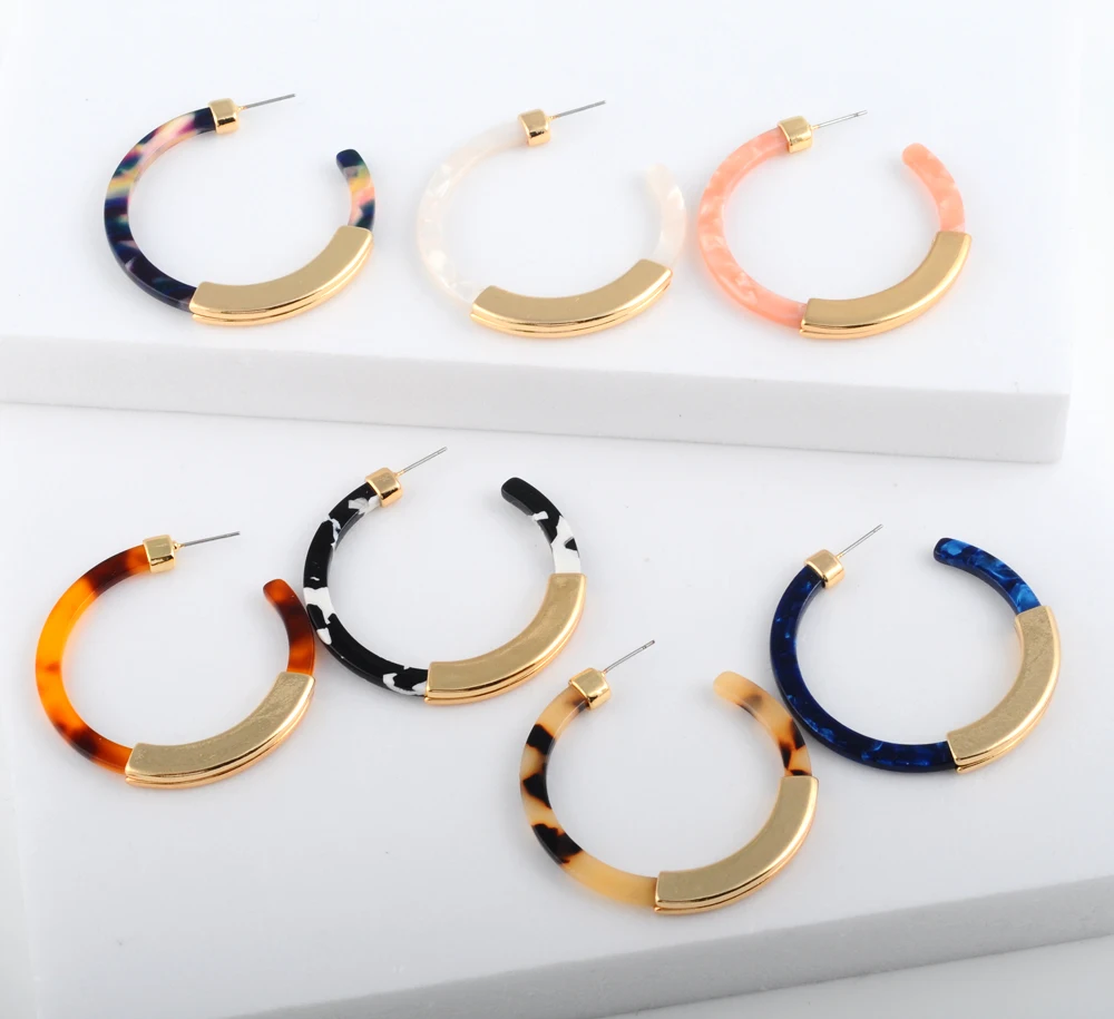 

Модные богемные акриловые ацетатные серьги-кольца для женщин винтажные круглые кольца с леопардовым принтом женские ювелирные изделия из ...