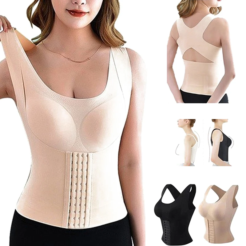 

Women Reducing Girdle Posture Corrector Bra Seamless Underwear Slimming Belly Sheath Cross Back Tank Tops Body Fitness Vest