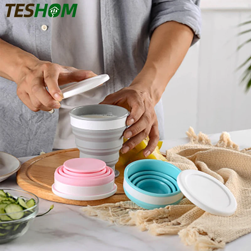 2 шт./компл. Силиконовый складной переносной коробка для ланча чашки круглая