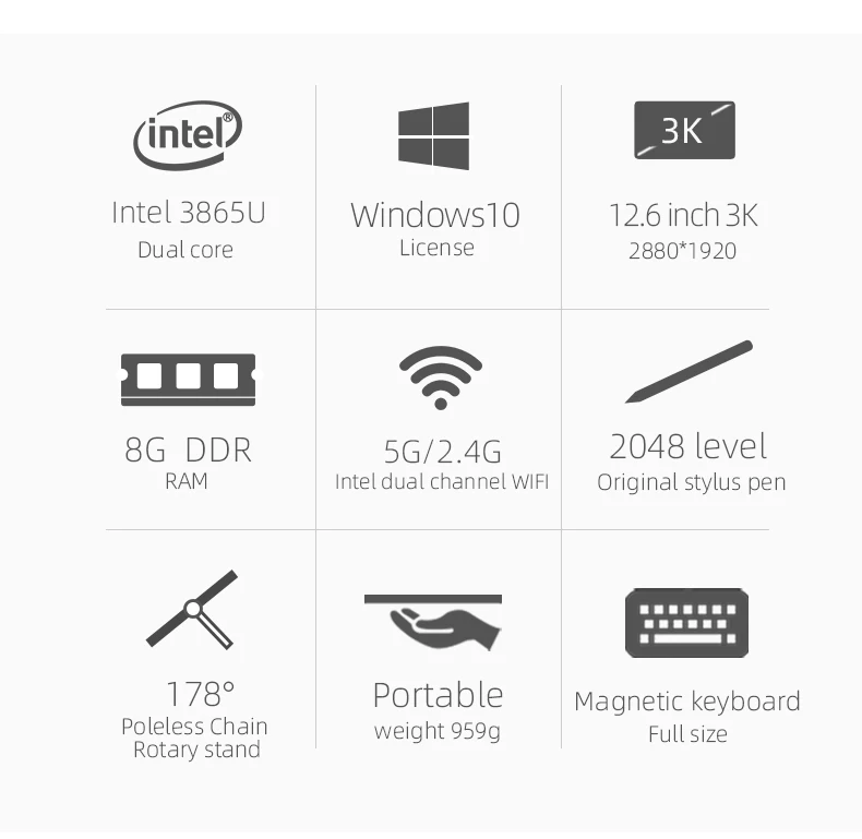 12,6 дюймов 2880*1920 Win10 VOYO Vbook i7 2 в 1 планшетный ПК Intel Двухъядерный 3865U 8G DDR 128/256G SSD Двойные камеры HDMI BT 4,0
