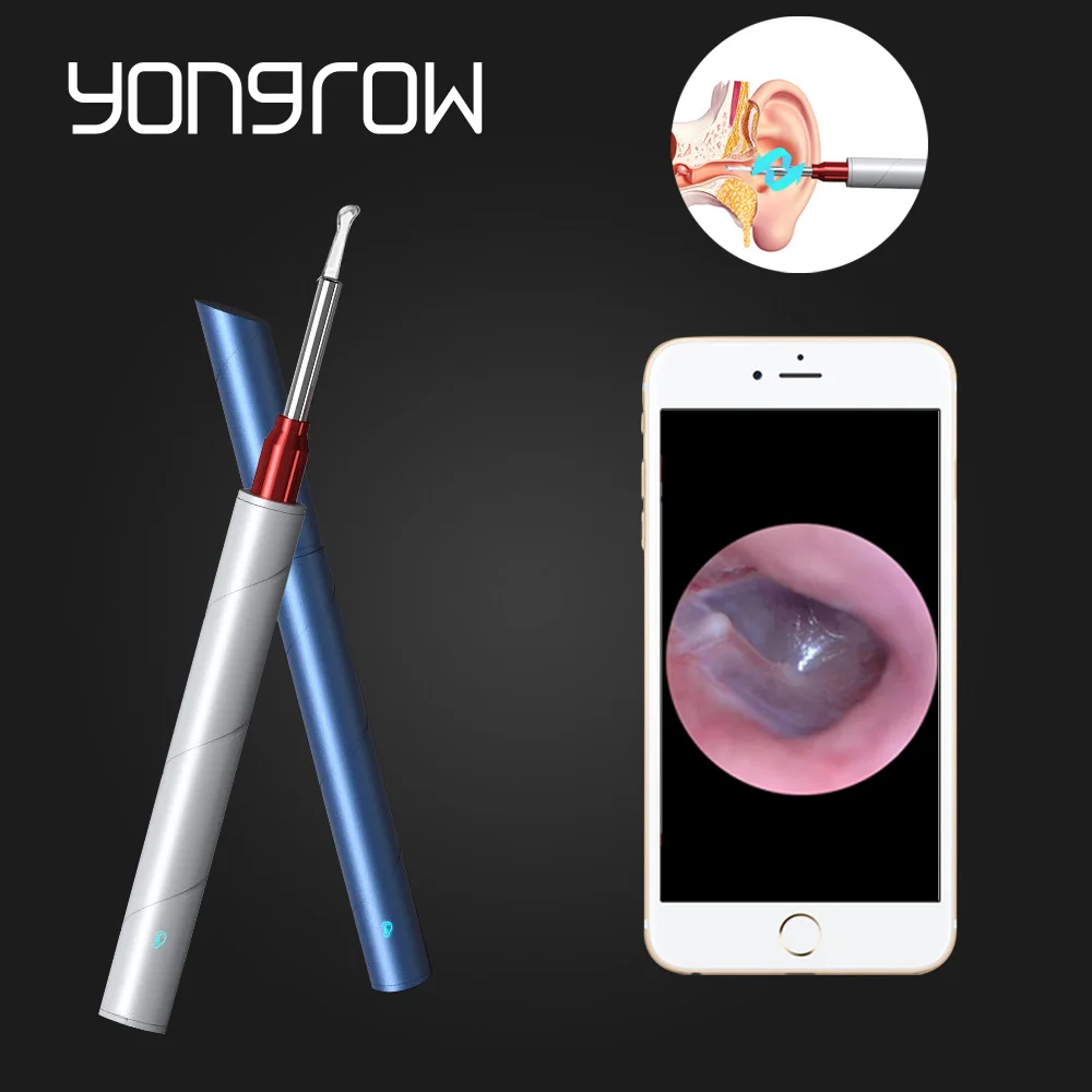 

Yongrow Medical HD Camera Visual Otoscope Ear Cleaner Ear Wax Wifi Wireless Android IOS Ear pick Borescope Ear Care Tool Earpick