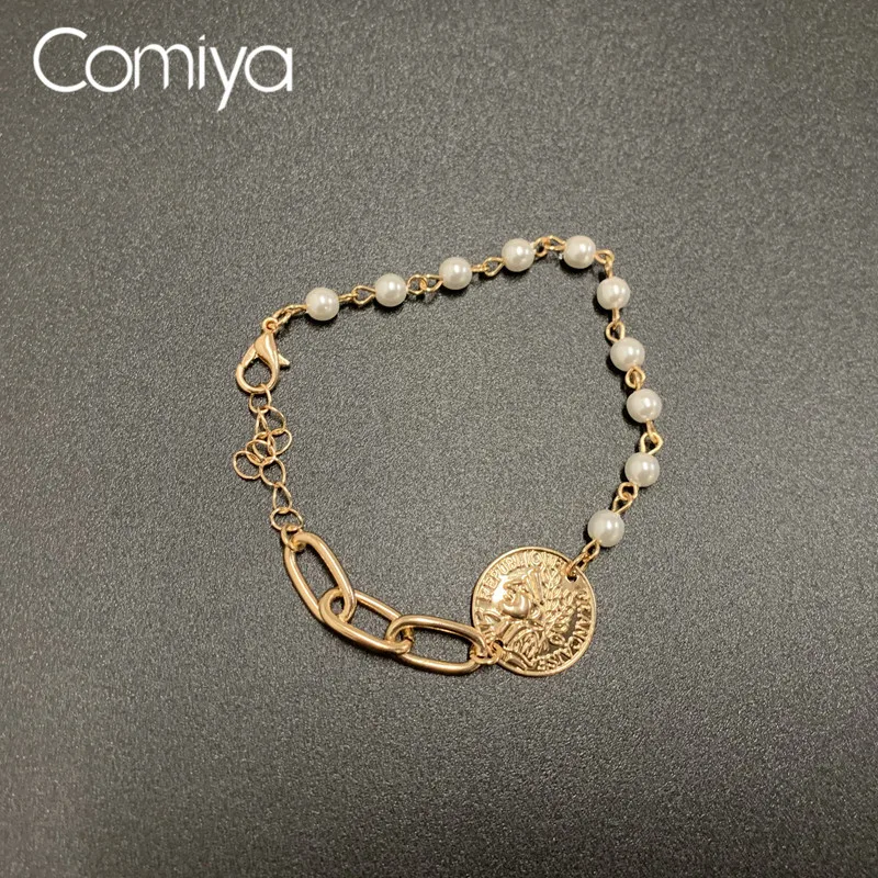 Корейский браслет Comiya золотой круглый кулон с акриловыми бусинами | Украшения и