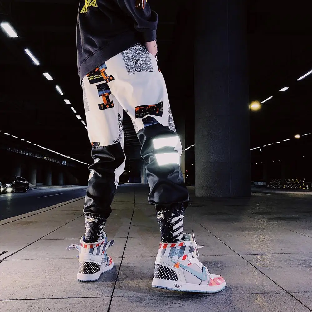 

Fleece Lined Fluorescent Sweatpants Fashional Men Joggers Harajuku Sweatpants Casual Hip Hop Streetwear Elastic Waist Trousers