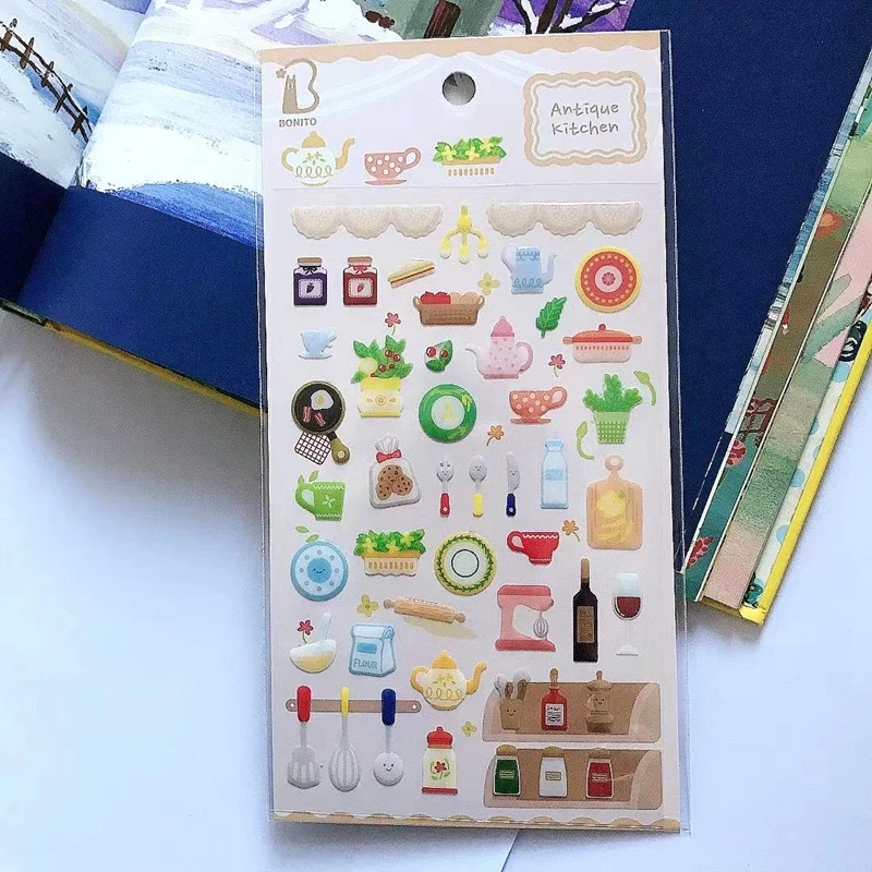 

Корейская эпоксидная наклейка для скрапбукинга, античная кухня, нежелательный журнал, милые наклейки для эскизов, украшение для дневника, к...