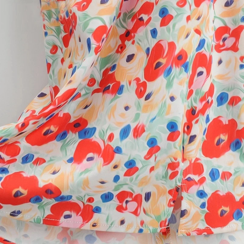 

Summer Ladies Mini Dress Women Flowers Print Backless Dress Short Sleeve Strethy Waist Vestidos