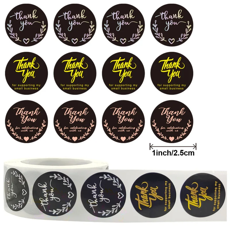 

All-in-1 500pcs Round Sticker Label Thank You Sticker Bronzing Laser Thank You For Your Small Business Celebration Label