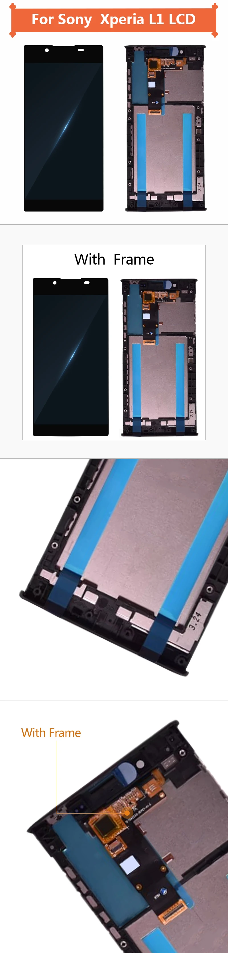 Для sony Xperia L1 G3312 G3311 ЖК сенсорный экран дигитайзер дисплей запасные части в сборе с рамкой Протестировано 5,5"