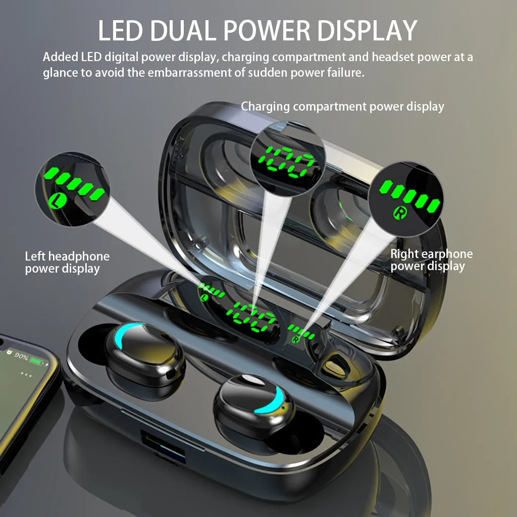 Беспроводная мини гарнитура Twins Bluetooth 5 0 Спортивная портативная зарядная коробка