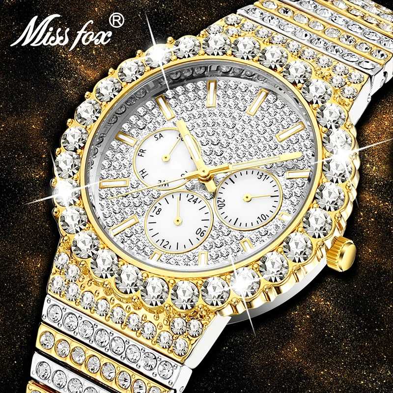 

MISSFOX Luxury Stainless Steel Men Watch Design Brand Gold Men Watches Silver Watch Men 30M Waterproof Casual Business Clock New