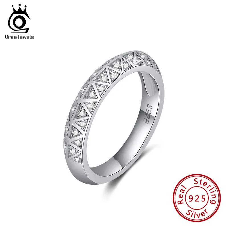 

ORSA JEWELS 925 Sterling Silver Eternity Wedding Band for Women with Brilliant Cubic Zirconia Ladies Rings Wedding Jewelry SR246