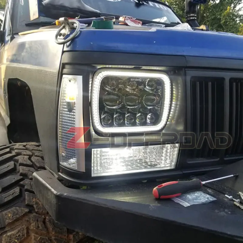 5x7 светодиодный фонарь с белым DRL янтарным поворотом для Jeep Cherokee XJ Wrangler YJ Comanche MJ 6x7