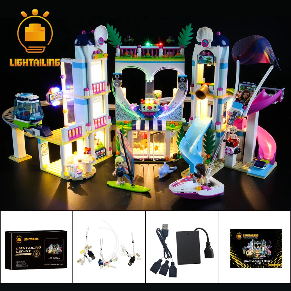 

Светильник, светодиодный светильник, набор для 41347 друзей Heartlake City, курортный игрушечный строительный блок, светильник, комплект, совместимы...