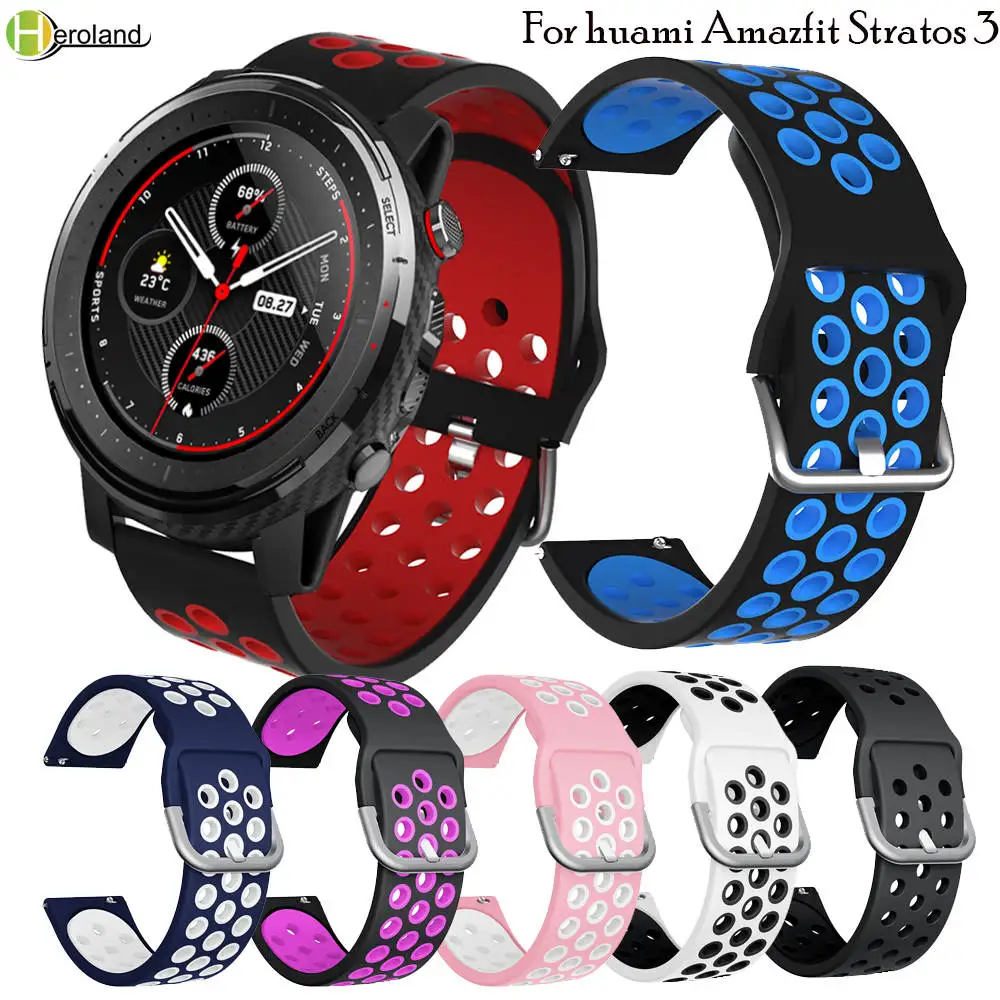 Ремешок силиконовый для huami Amazfit Stratos 3 2 2S pace GTR сменный Браслет наручных смарт